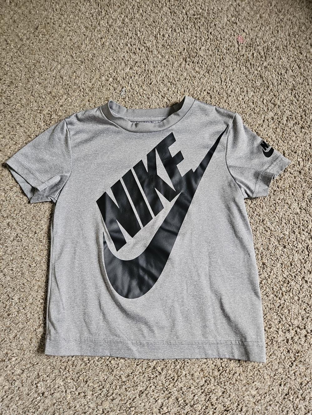 Nike Kids Gray Tee with Black Swoosh Logo